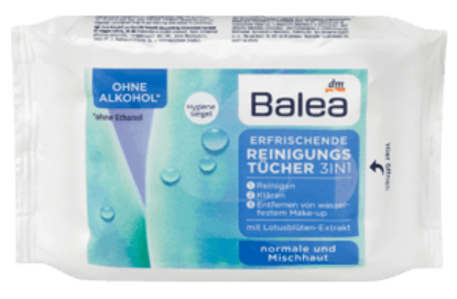 Balea Lingettes Nettoyantes Rafraîchissantes 3en1