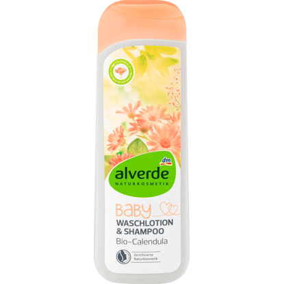 Alverde Lotion Lavante & Shampooing pour Bébé au Calendula Bio, 250 ml