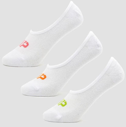 Image sur Myprotein MP Men's Essentials Invisible Socks (3 Pack) White/Neon